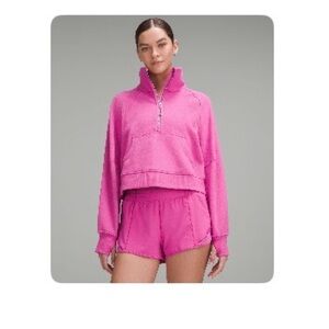 lululemon athletica Pow Pink Oversized Crop Funnel neck Scuba M/L